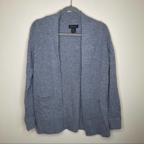 𝅺rachel Zoe Gray Wool Shawl Open Front Cardigan S - Picture 1 of 8